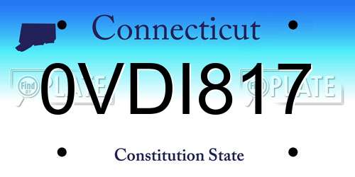0VDI817 Connecticut License Plate