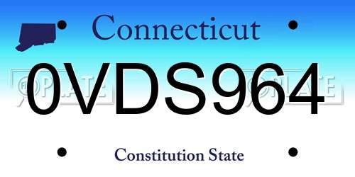 0VDS964 Connecticut License Plate