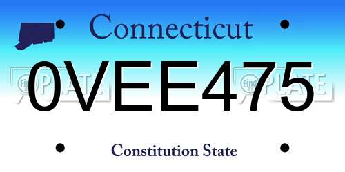 0VEE475 Connecticut License Plate