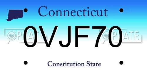 0VJF70 Connecticut License Plate