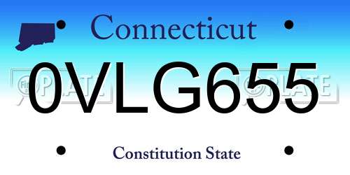0VLG655 Connecticut License Plate
