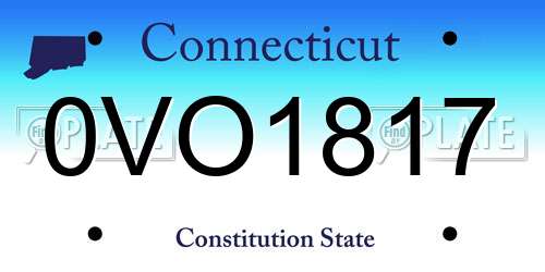 0VO1817 Connecticut License Plate