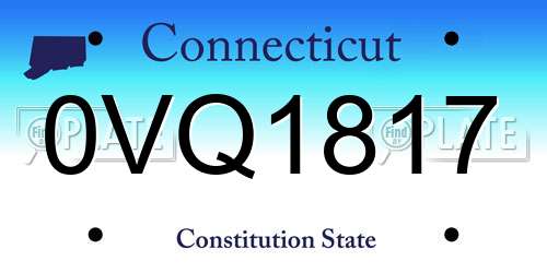 0VQ1817 Connecticut License Plate