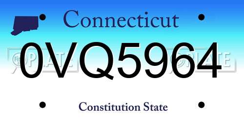 0VQ5964 Connecticut License Plate