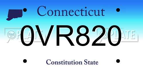 0VR820 Connecticut License Plate
