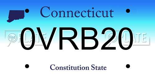 0VRB20 Connecticut License Plate