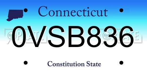 0VSB836 Connecticut License Plate