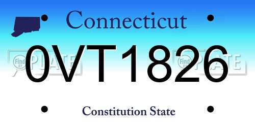 0VT1826 Connecticut License Plate