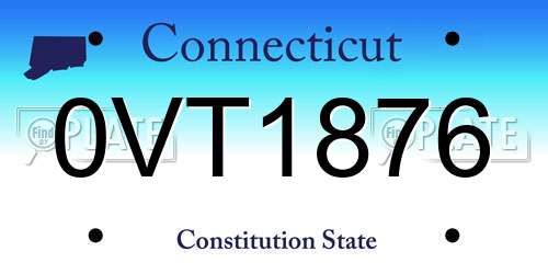 0VT1876 Connecticut License Plate