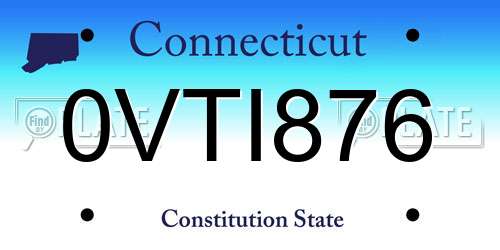 0VTI876 Connecticut License Plate