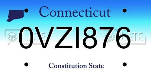 0VZI876 Connecticut License Plate