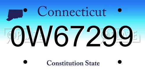 0W67299 Connecticut License Plate