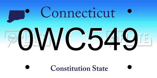 0WC549 Connecticut License Plate