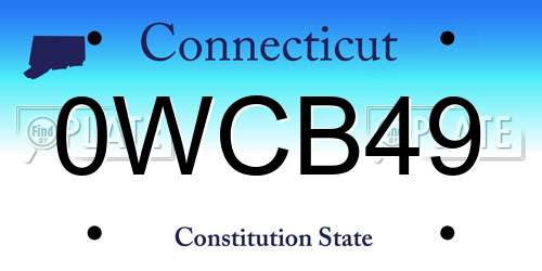 0WCB49 Connecticut License Plate