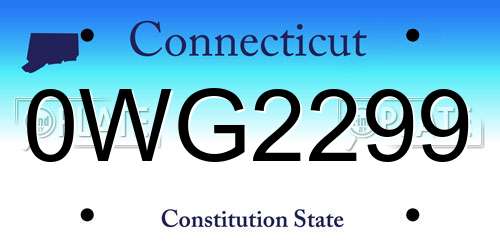 0WG2299 Connecticut License Plate