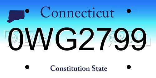 0WG2799 Connecticut License Plate