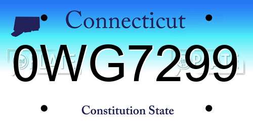 0WG7299 Connecticut License Plate