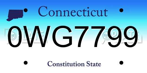 0WG7799 Connecticut License Plate