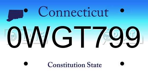 0WGT799 Connecticut License Plate