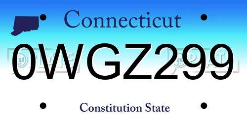 0WGZ299 Connecticut License Plate