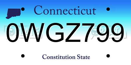 0WGZ799 Connecticut License Plate