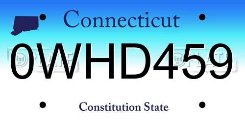 0WHD459 Connecticut License Plate