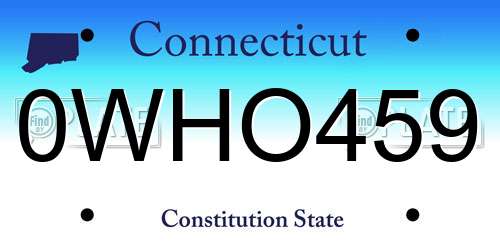 0WHO459 Connecticut License Plate