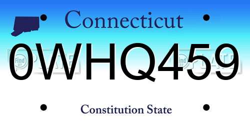 0WHQ459 Connecticut License Plate