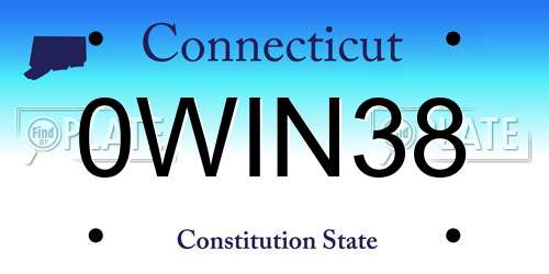 0WIN38 Connecticut License Plate
