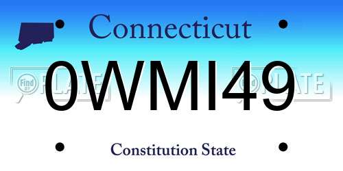 0WMI49 Connecticut License Plate