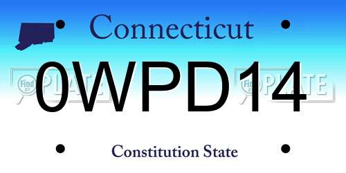 0WPD14 Connecticut License Plate
