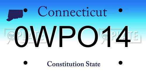 0WPO14 Connecticut License Plate