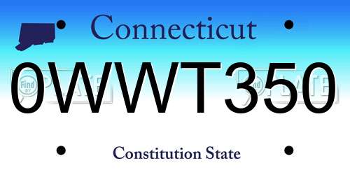 0WWT350 Connecticut License Plate