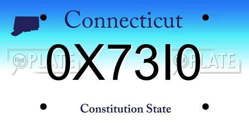 0X73I0 Connecticut License Plate