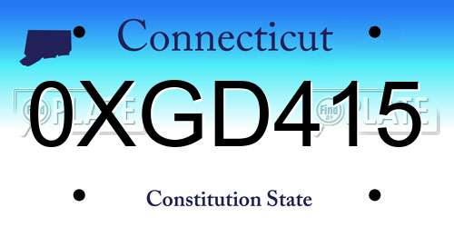 0XGD415 Connecticut License Plate