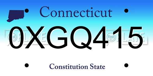 0XGQ415 Connecticut License Plate