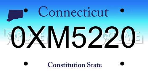 0XM5220 Connecticut License Plate