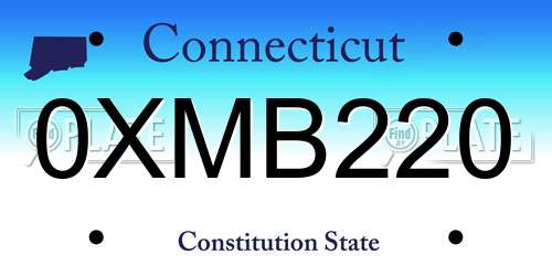 0XMB220 Connecticut License Plate