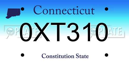 0XT310 Connecticut License Plate