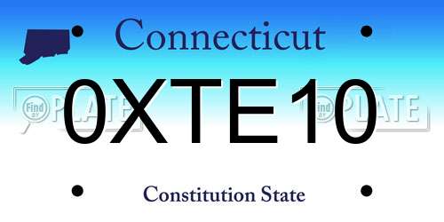 0XTE10 Connecticut License Plate