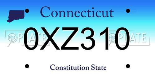 0XZ310 Connecticut License Plate