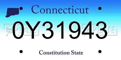 0Y31943 Connecticut License Plate