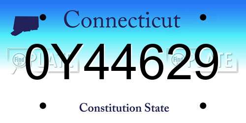0Y44629 Connecticut License Plate