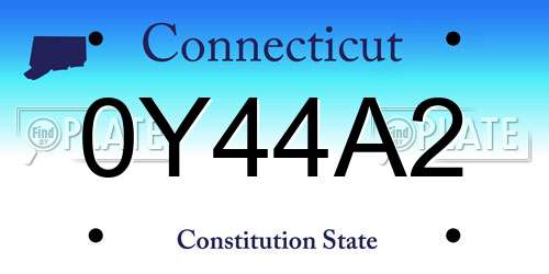 0Y44A2 Connecticut License Plate