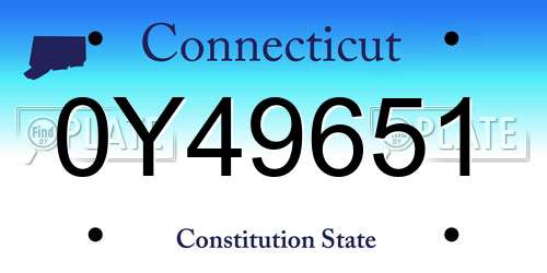 0Y49651 Connecticut License Plate