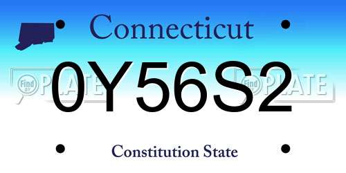 0Y56S2 Connecticut License Plate