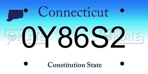 0Y86S2 Connecticut License Plate