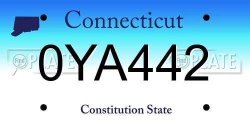 0YA442 Connecticut License Plate