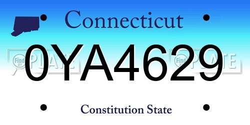 0YA4629 Connecticut License Plate