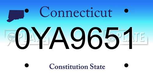 0YA9651 Connecticut License Plate